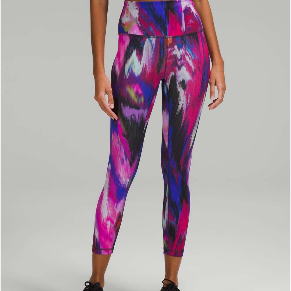 Lululemon Wunder Train High-Rise Crop 24"Digital Current Pink Multi Size S